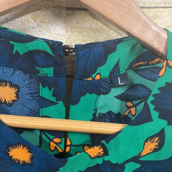 Vibrant mod 60s dress green and navy size large - Picture 10 of 10